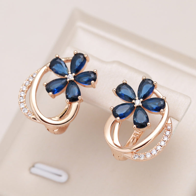 Saphira™ - gold-plated sapphire flower earrings