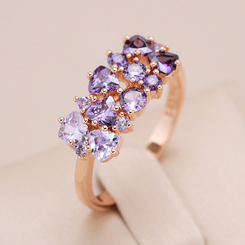 Glaiza™ - Ring in 18-carat pink gold with amethysts