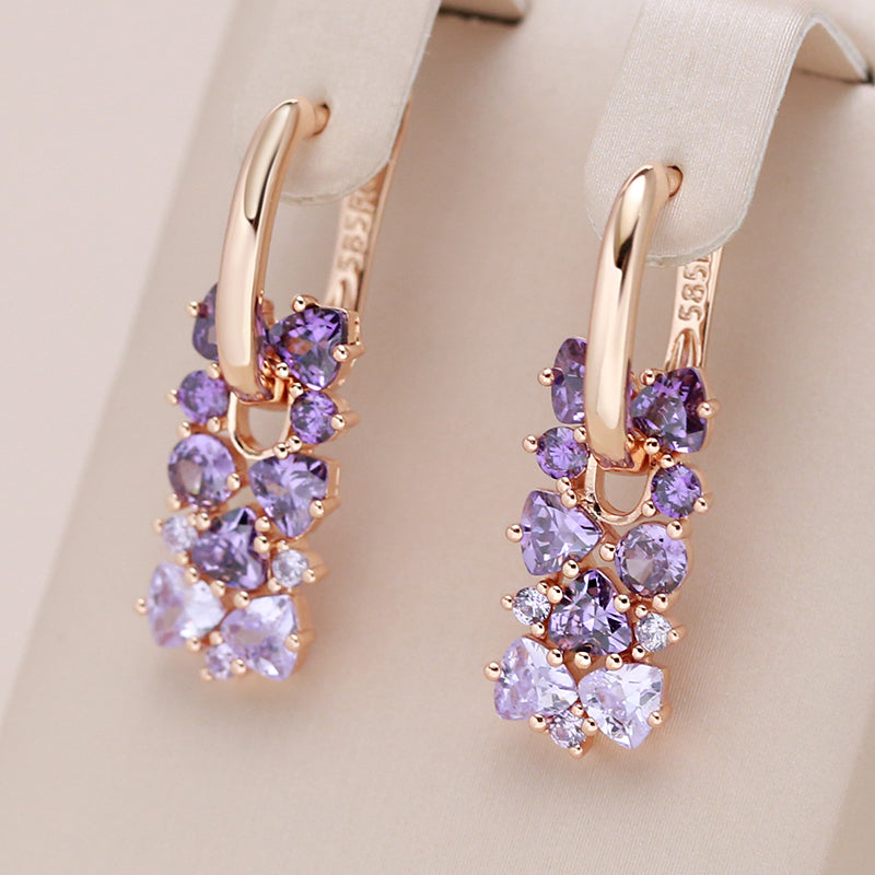 Carmina™ - Earrings in pink gold with amethysts