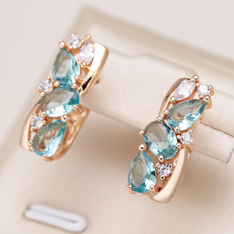 Crez™ - Gold-plated aquamarine earrings