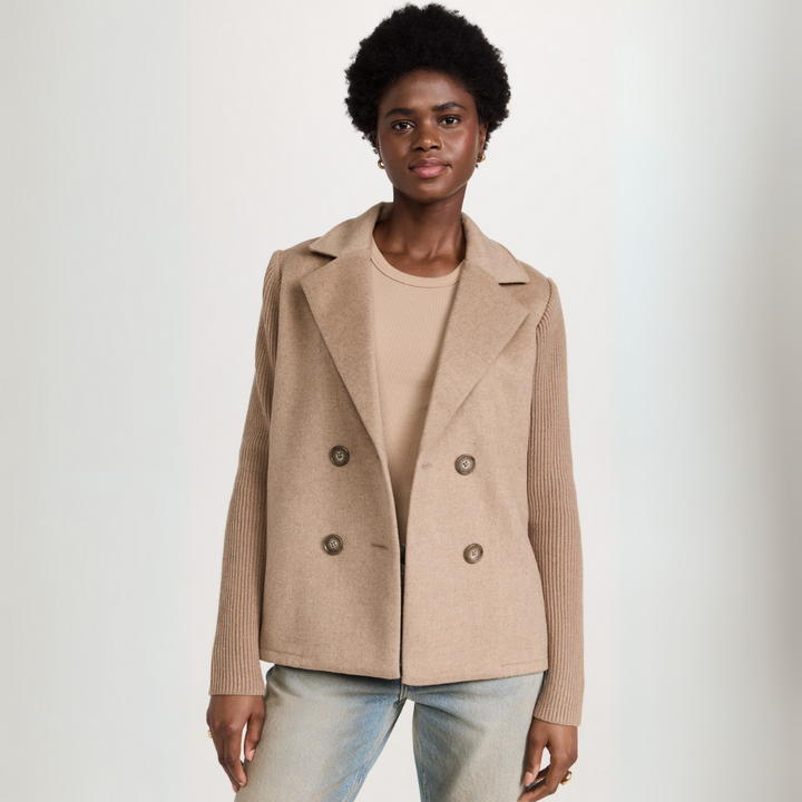 SORELLE™ - Elegant Knit-Sleeve Blazer