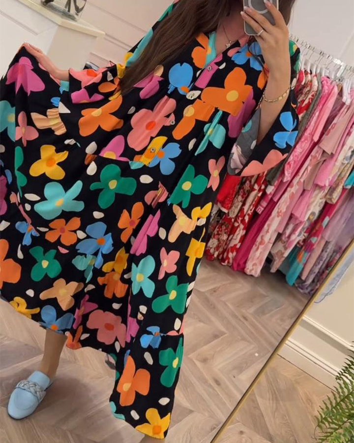 Elana™ | Floral Dress with Bell Sleeves