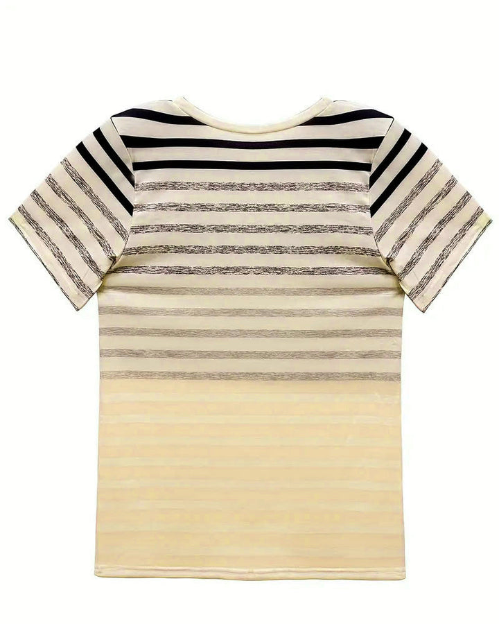 Kellie™ - Striped Short Sleeve Round Neck T-Shirt