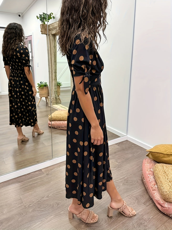 Mila | Polka Dotted  V-Neck Dress
