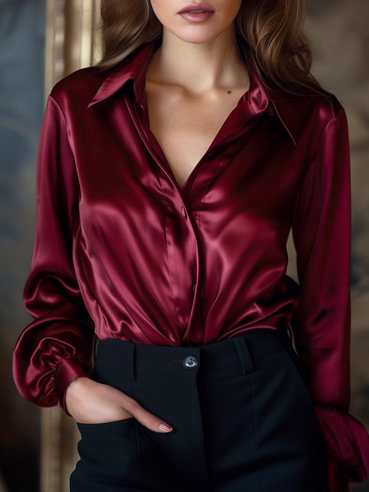 Velvet Dusk | Premium Satin Blouse