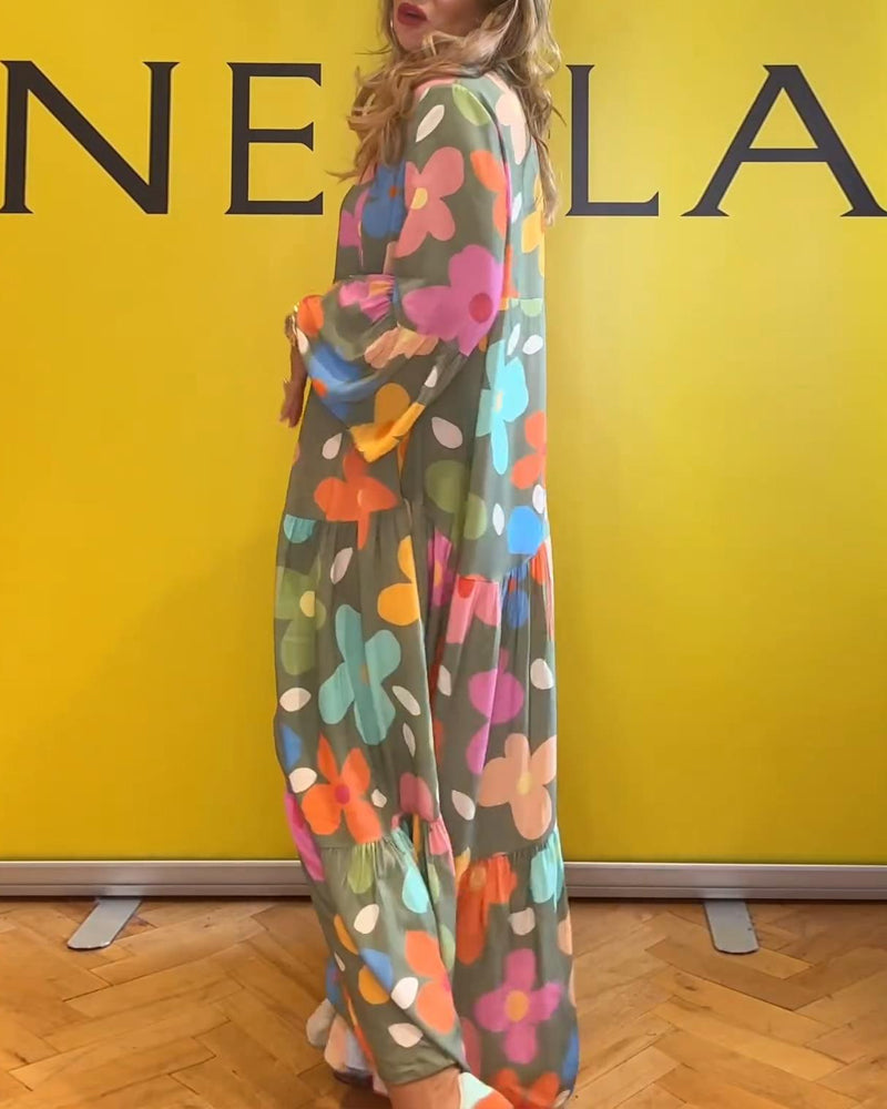Elana™ | Floral Dress with Bell Sleeves