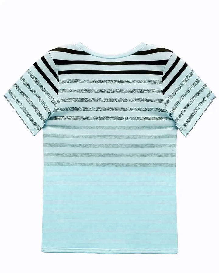 Kellie™ - Striped Short Sleeve Round Neck T-Shirt