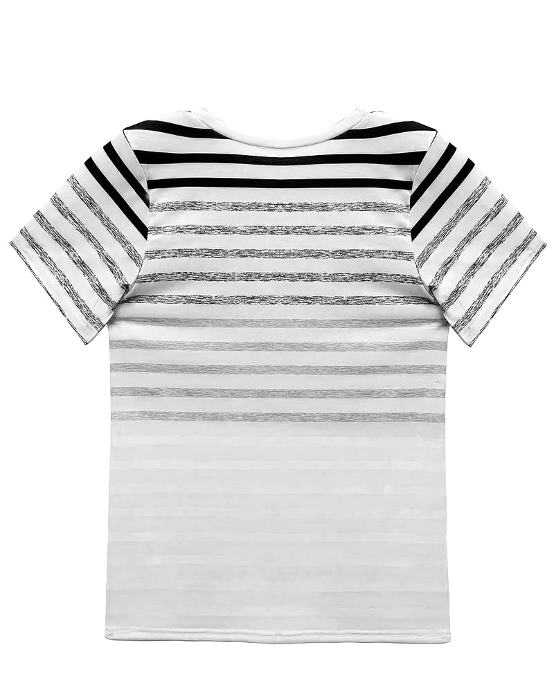 Kellie™ - Striped Short Sleeve Round Neck T-Shirt