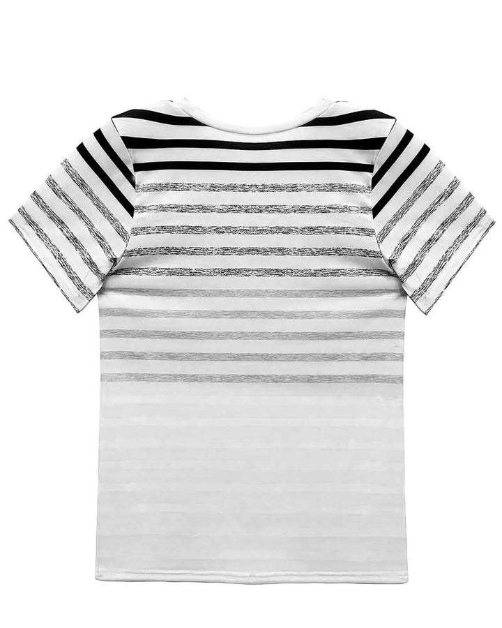 Kellie™ - Striped Short Sleeve Round Neck T-Shirt