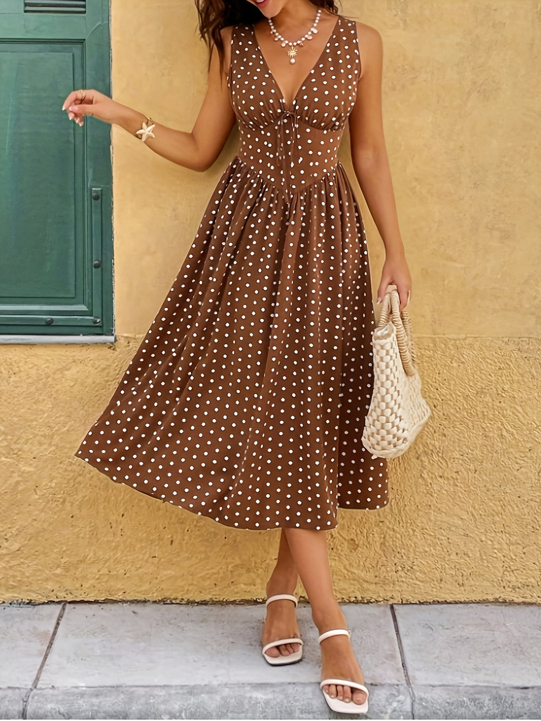Romy | Polka Dot V-neck Dress