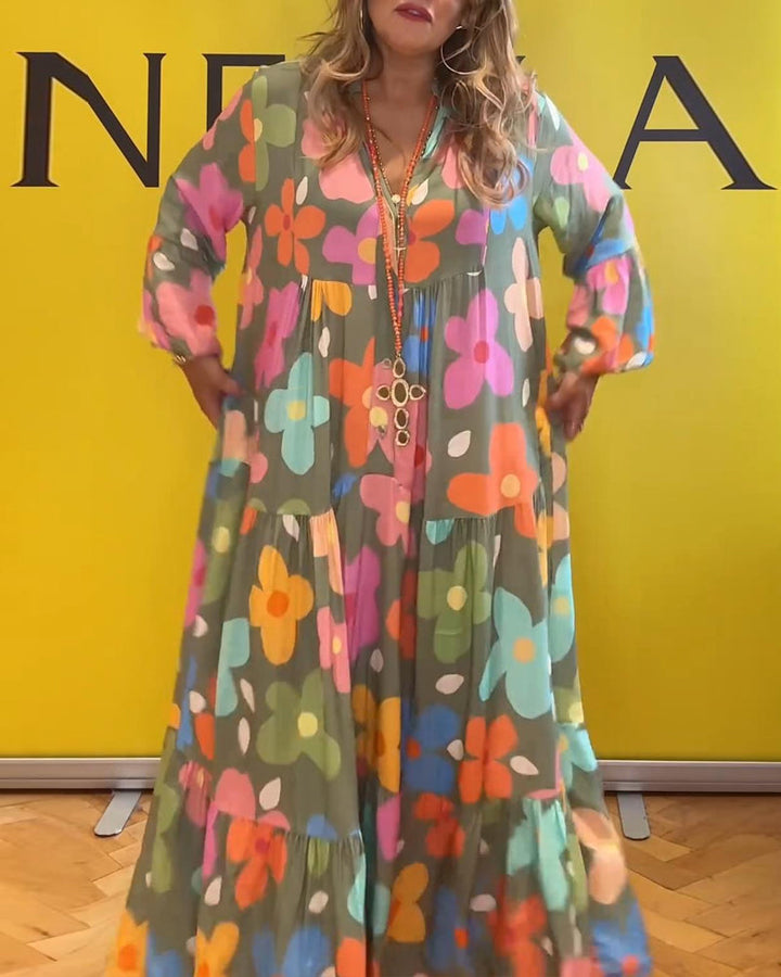 Elana™ | Floral Dress with Bell Sleeves