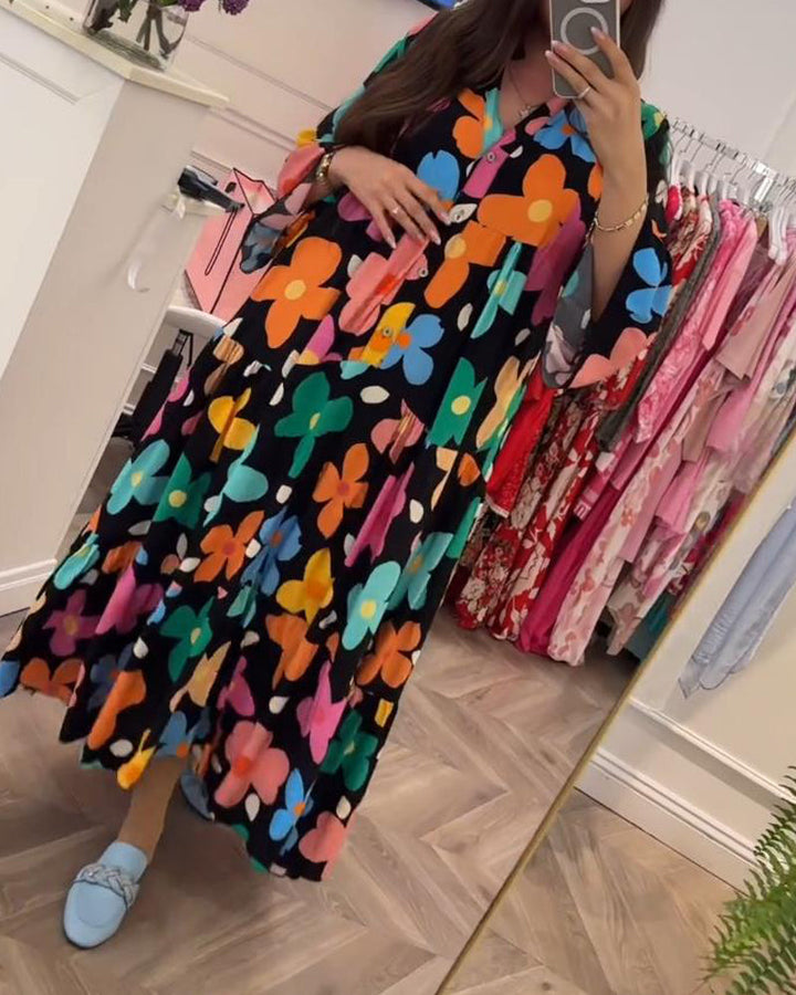 Elana™ | Floral Dress with Bell Sleeves