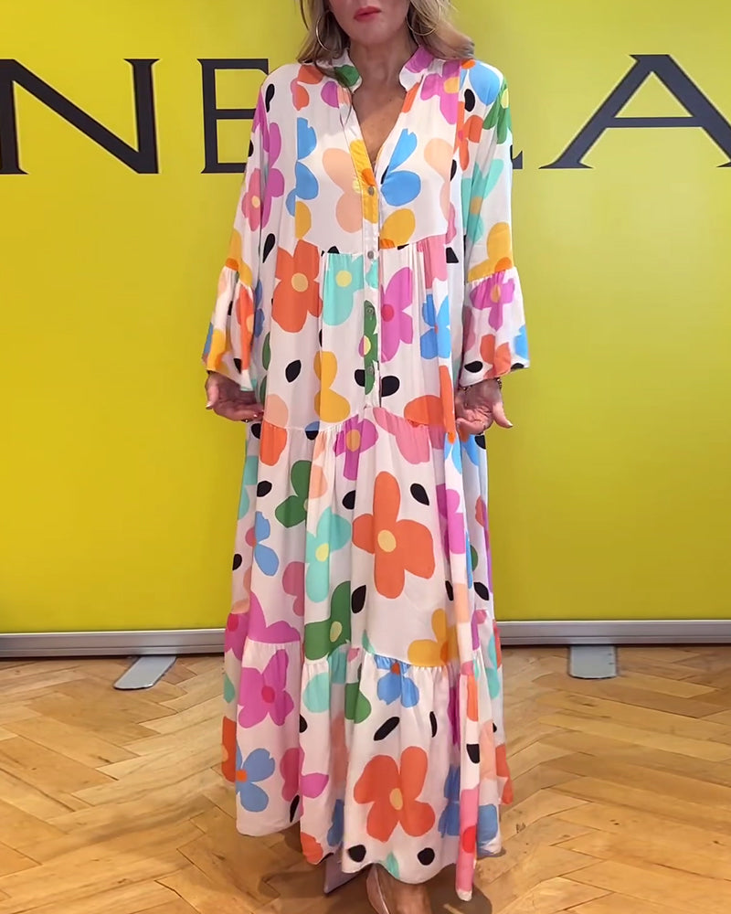 Elana™ | Floral Dress with Bell Sleeves