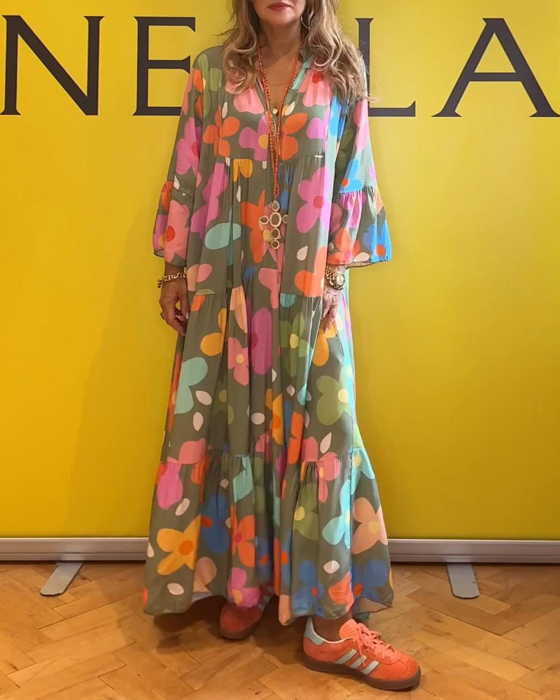 Elana™ | Floral Dress with Bell Sleeves