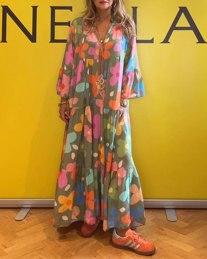 Elana™ | Floral Dress with Bell Sleeves