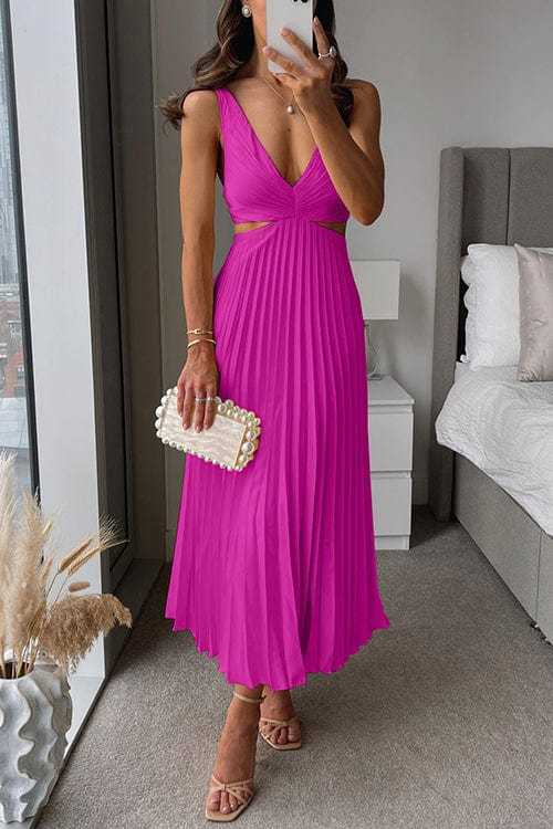 Sanne | Elegant Pleated Satin Midi Dress