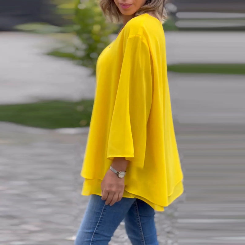 Heidi™ | V-Neck Flowy Zipped Top