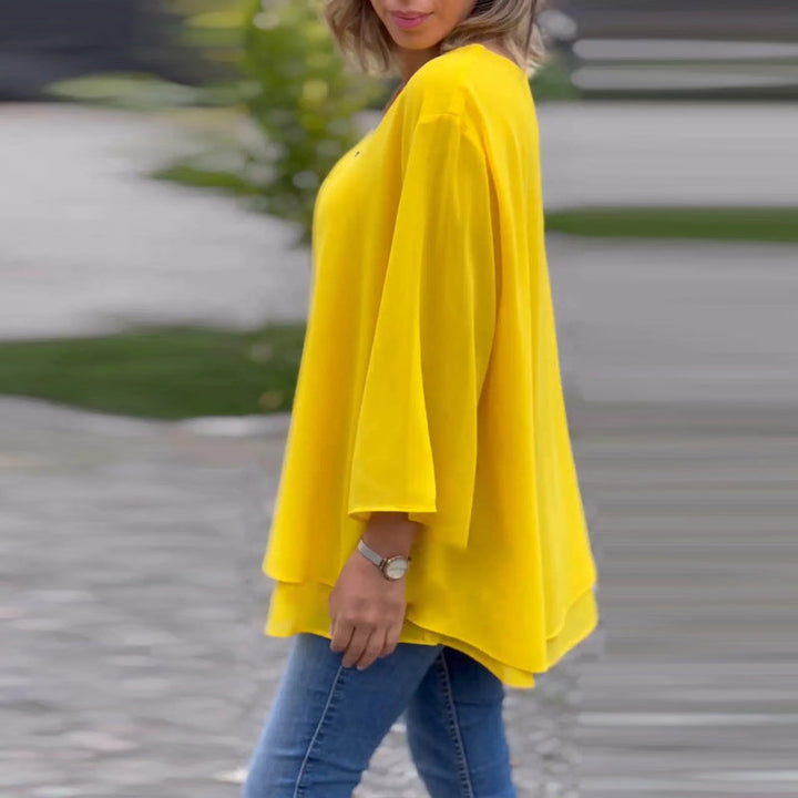 Heidi™ | V-Neck Flowy Zipped Top