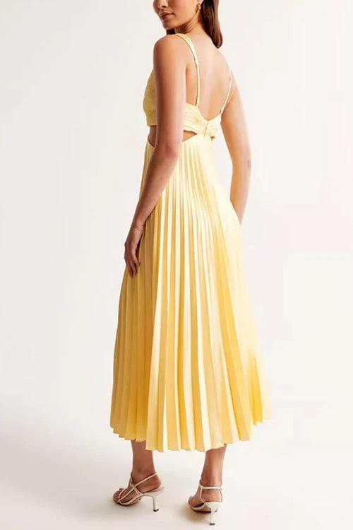 Sanne | Elegant Pleated Satin Midi Dress