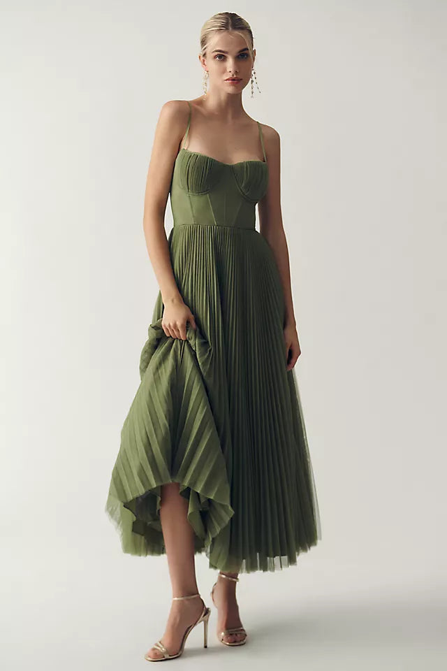 Claire™ | Women’s Asymmetrical Draped Tulle Pleated Dress