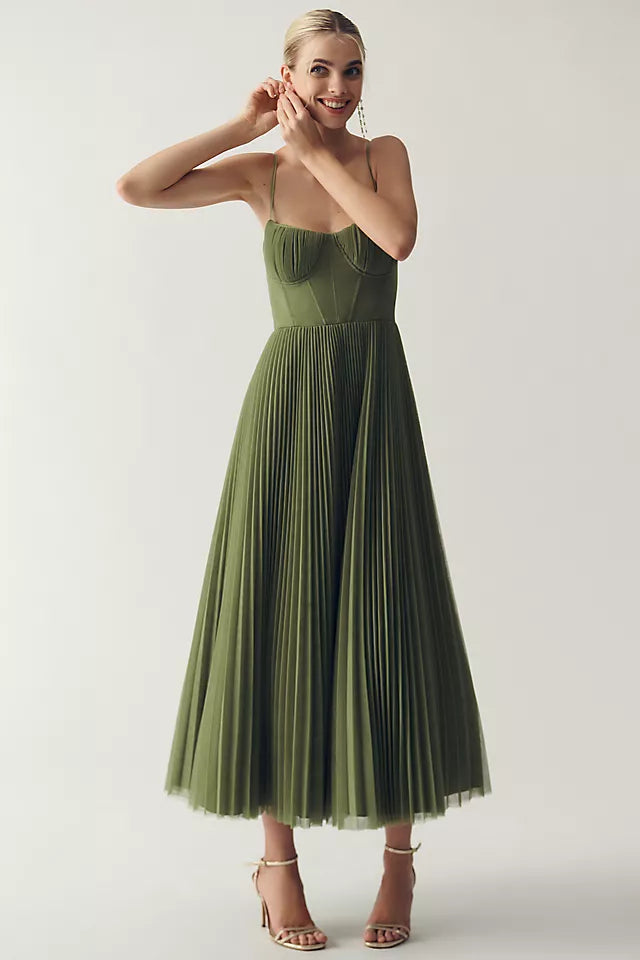 Claire™ | Women’s Asymmetrical Draped Tulle Pleated Dress