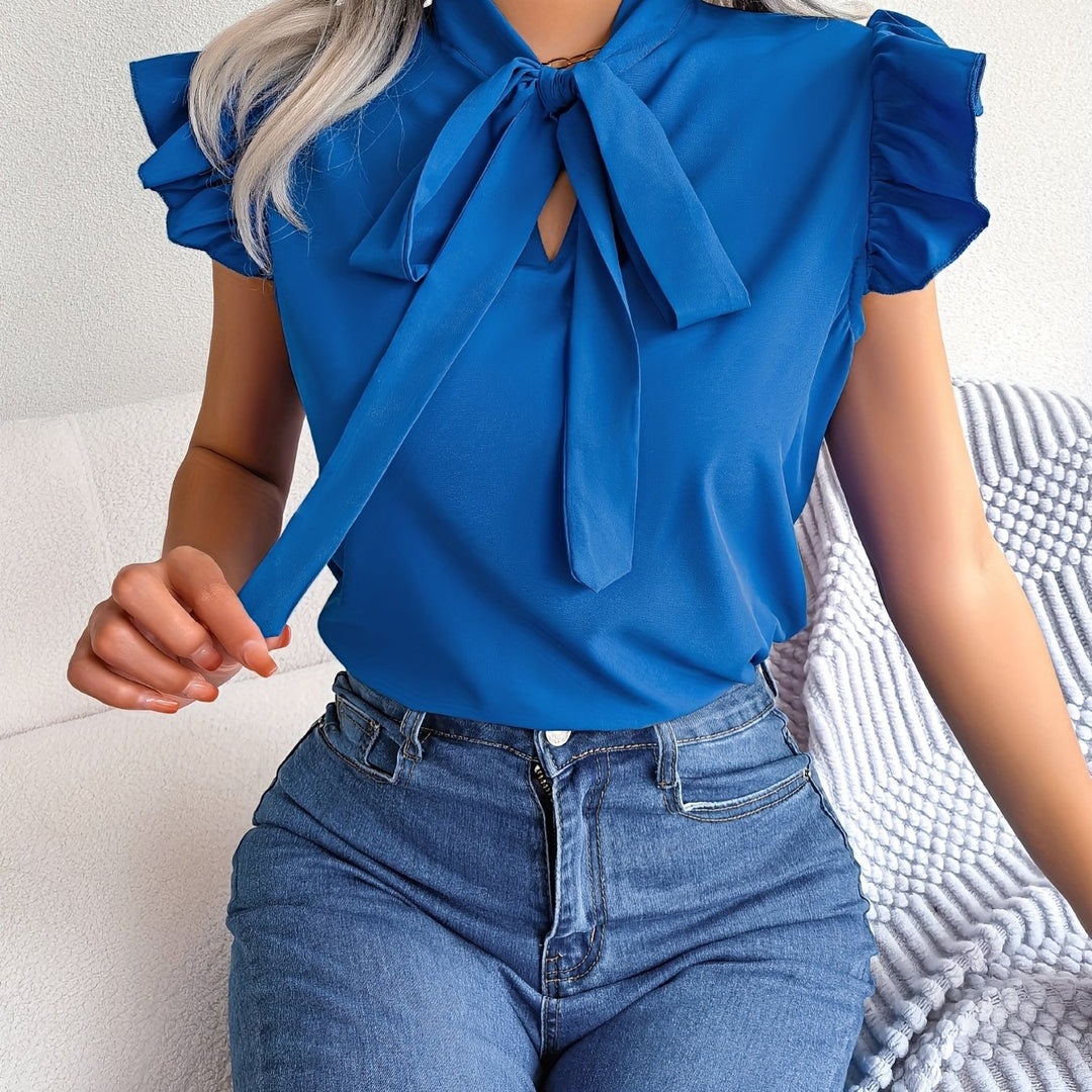 Evy | Elegant Bow-Tie Flutter Sleeve Blouse