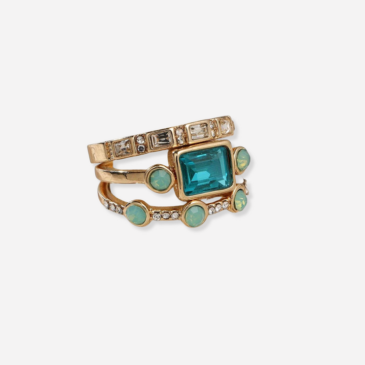 Vellora™ | Vintage Blue Crystal Ring Set