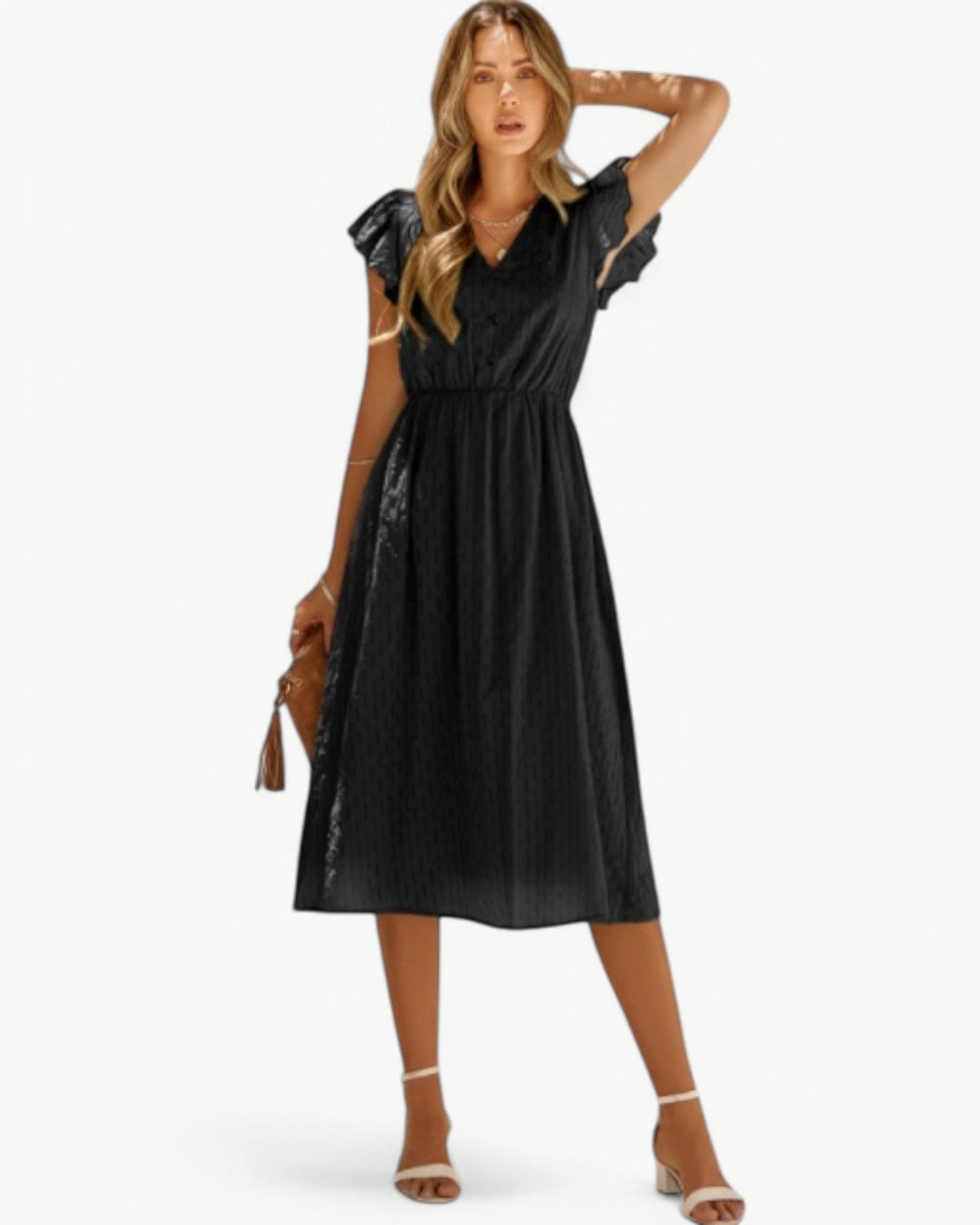 Lara™ | Women’s Elegant Midi Dress with V-Neck