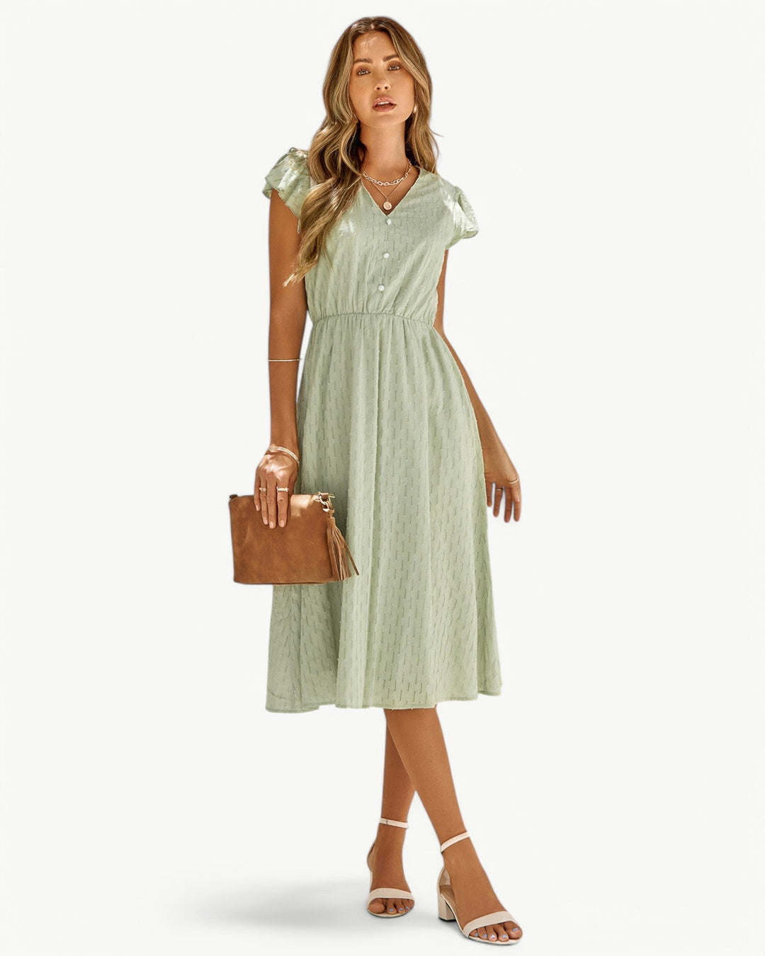 Lara™ | Women’s Elegant Midi Dress with V-Neck
