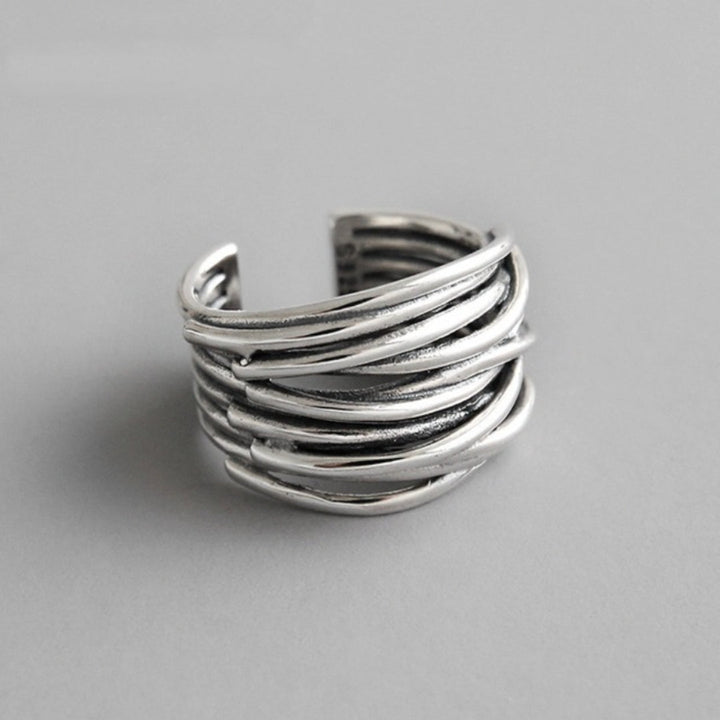 Mae™ - Adjustable Layered Silver Ring