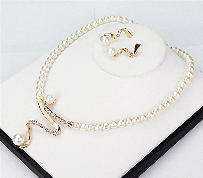 Venus™ | Pearl Necklace + Earrings
