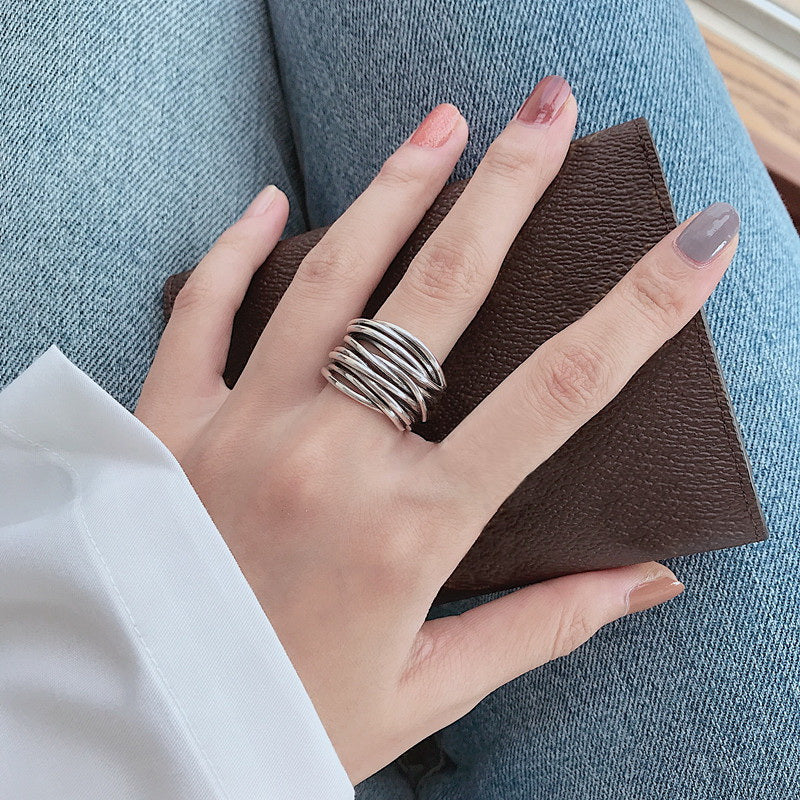 Mae™ - Adjustable Layered Silver Ring