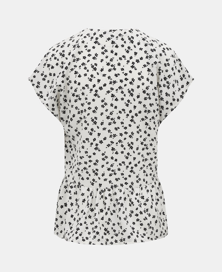 Ivory Floral Tiered Hem Top