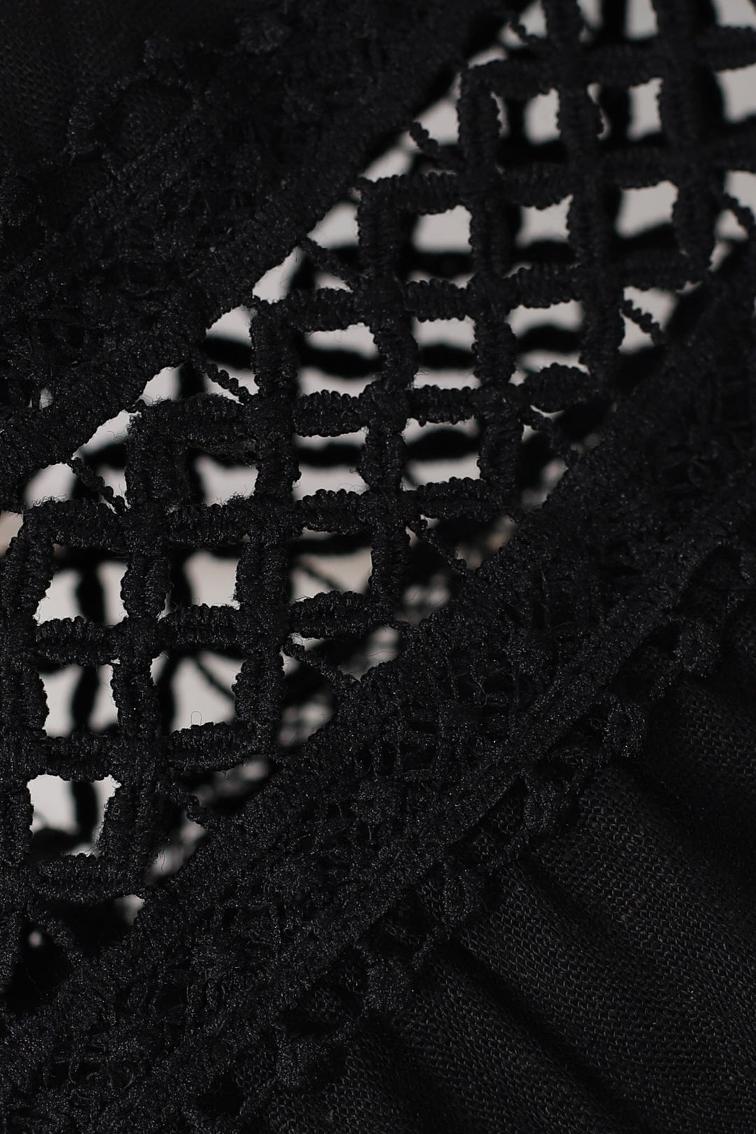 Silas Top - Cotton Blend Pleating and Crochet Detailed Long Sleeve Blouse in Black