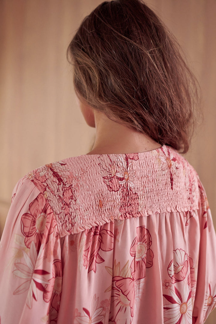JAASE - Rue Top: Pull Over Top with Neck Tie in Beliss Print
