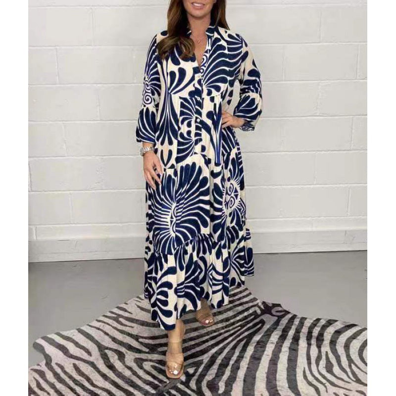 Noémie Elegance™ – Loose-fitting nature print dress in flowing viscose