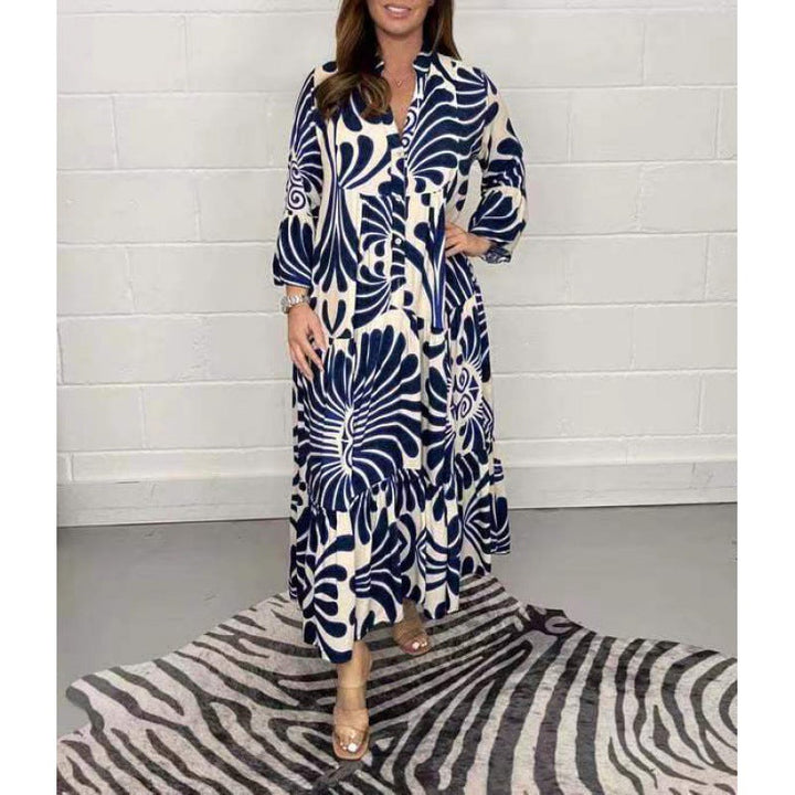 Noémie Elegance™ – Loose-fitting nature print dress in flowing viscose
