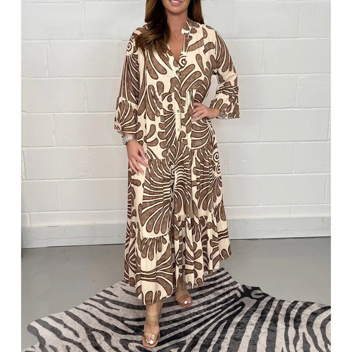 Noémie Elegance™ – Loose-fitting nature print dress in flowing viscose