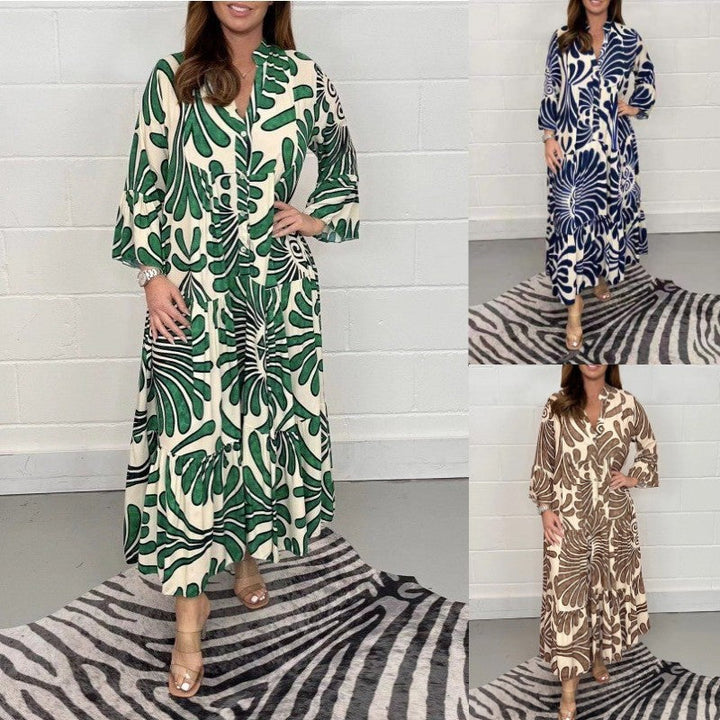 Noémie Elegance™ – Loose-fitting nature print dress in flowing viscose