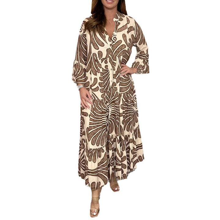 Noémie Elegance™ – Loose-fitting nature print dress in flowing viscose