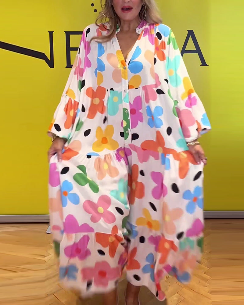 Elana™ | Floral Dress with Bell Sleeves