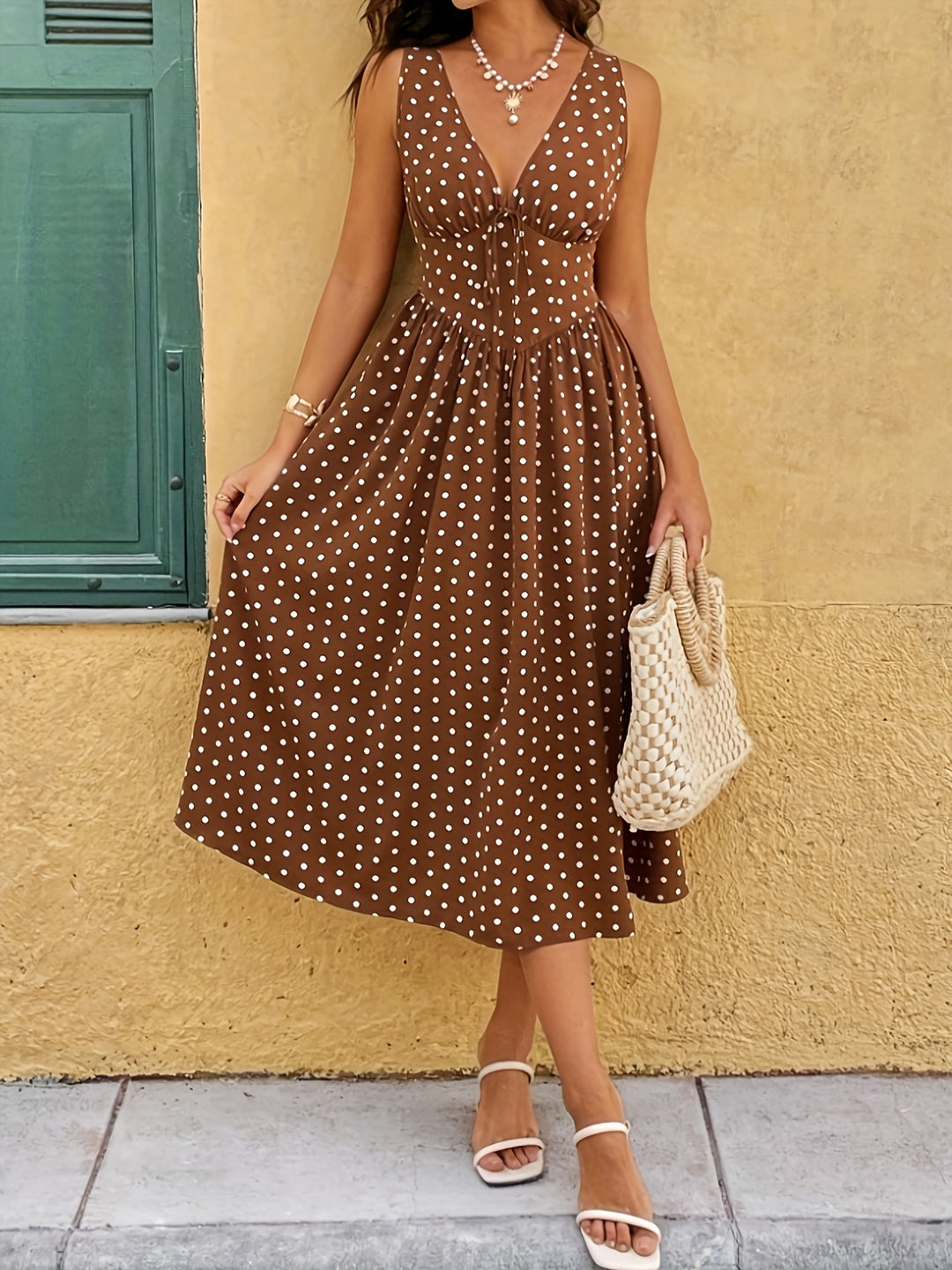 Romy | Polka Dot V-neck Dress