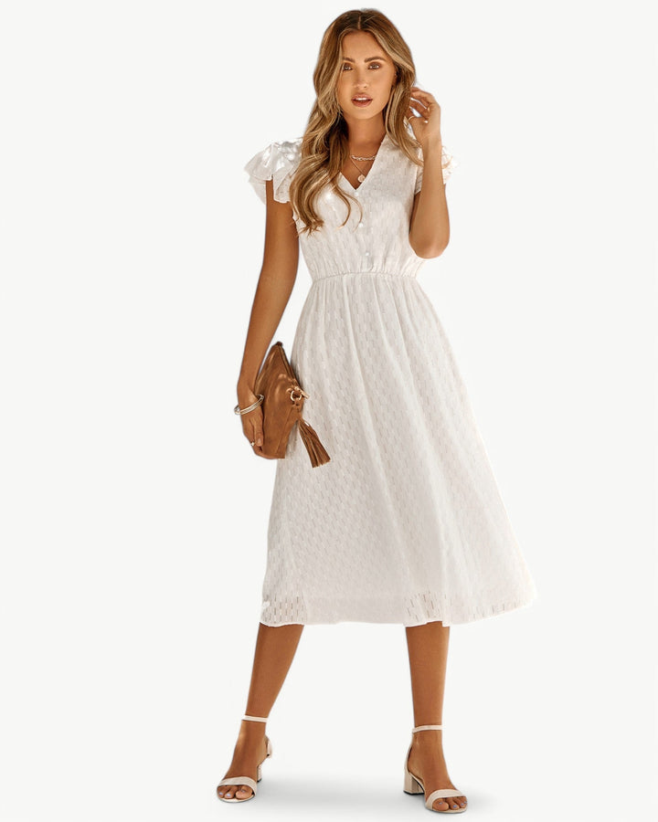 Lara™ | Women’s Elegant Midi Dress with V-Neck