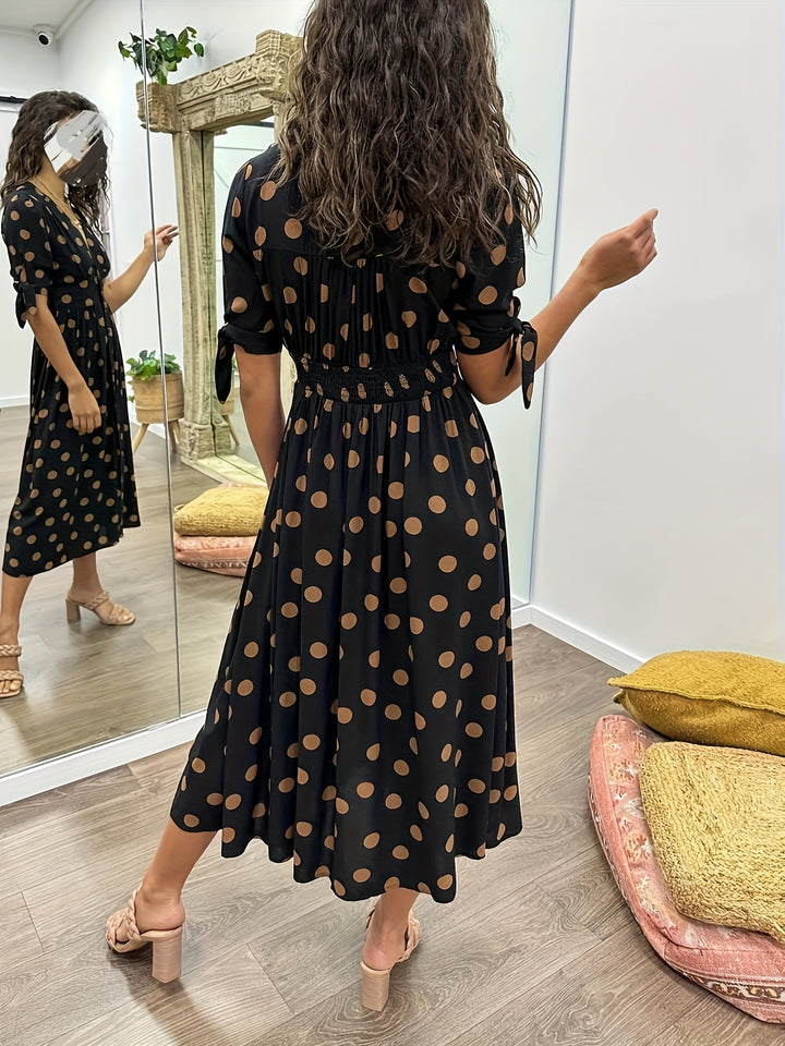 Mila | Polka Dotted  V-Neck Dress