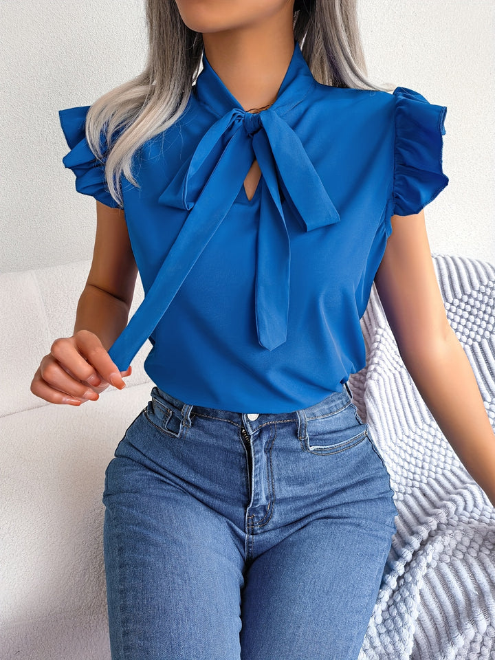 Evy | Elegant Bow-Tie Flutter Sleeve Blouse