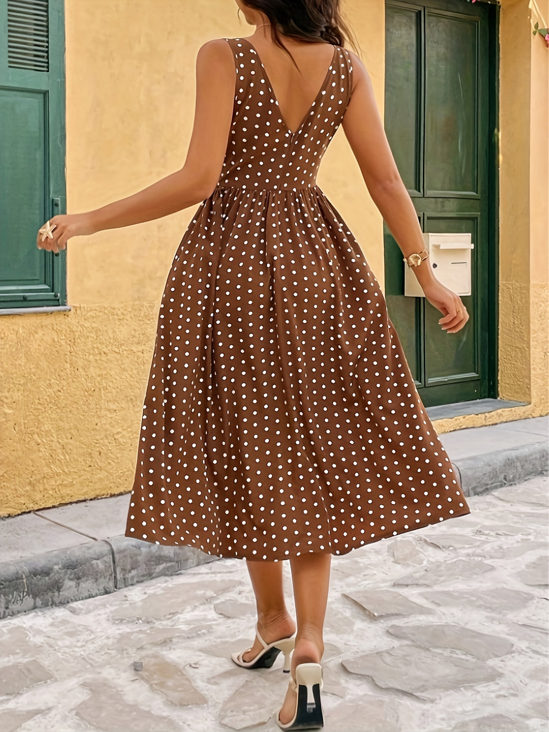Romy | Polka Dot V-neck Dress