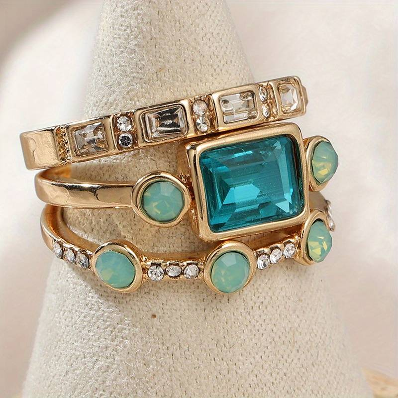 Palma™ - Set of vintage blue zirconium rings