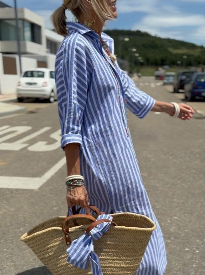 Colen™ | Classic Striped Shirt Dress