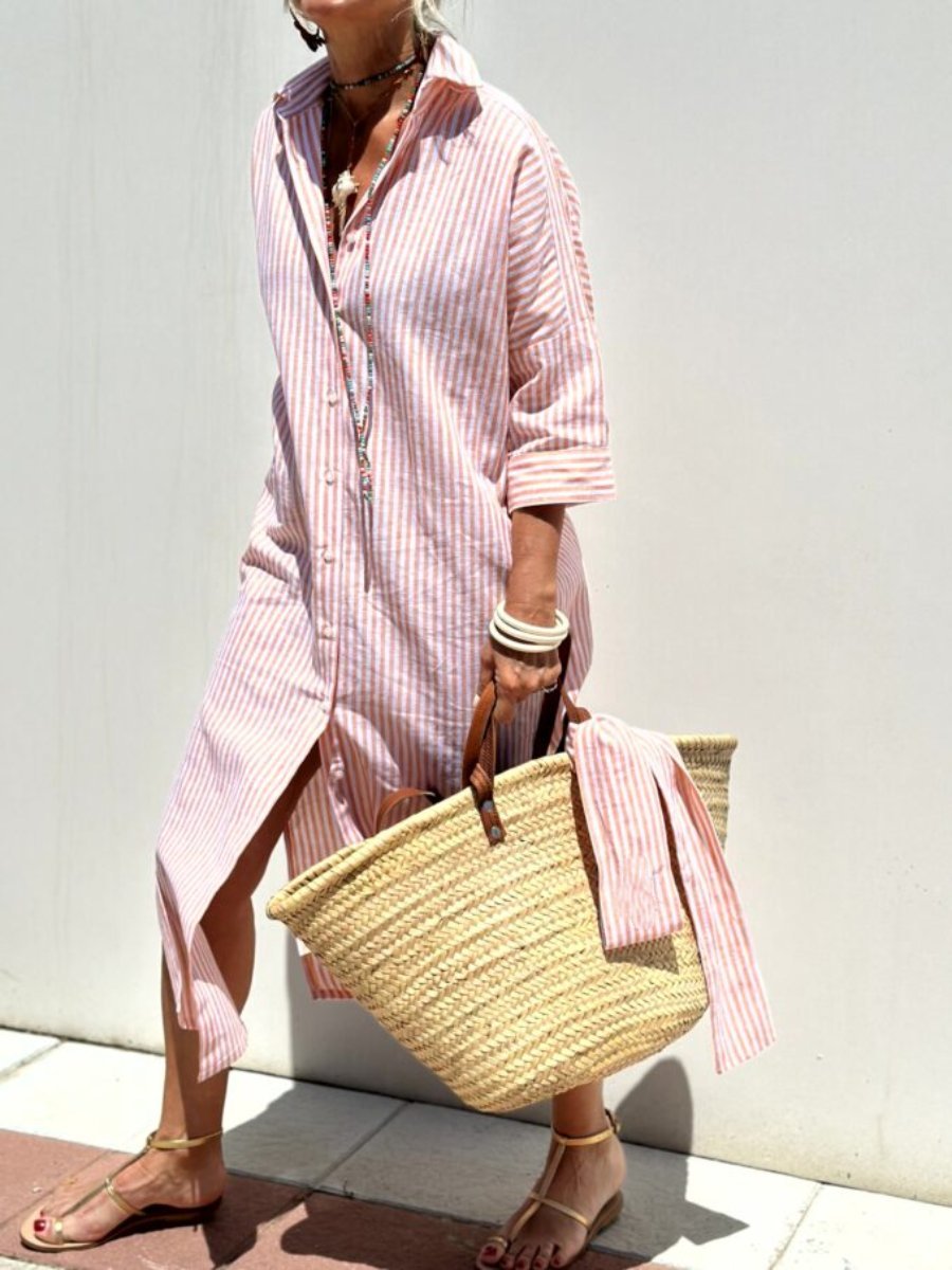 Colen™ | Classic Striped Shirt Dress