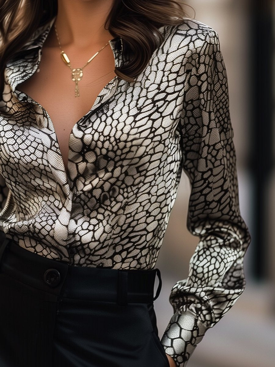 Serpent Luxe | Satin Print Blouse